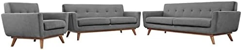 Modway Engage Mid-Century Modern Upholstered Fabric Sofa, Loveseat And Armchair In Gray 14 Modway Engage Mid-Century Modern Upholstered Fabric Sofa, Loveseat And Armchair In Gray - Image 12