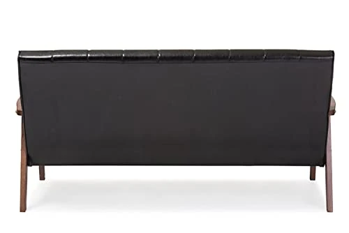 Baxton Studio BBT8011A2-Black Sofas, 29.45LX63.38WX31.59H, Black 5 Baxton Studio BBT8011A2-Black Sofas, 29.45LX63.38WX31.59H, Black - Image 3