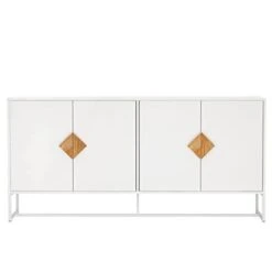 4 Door Storage Sideboard With Solid Wood Square Knobs, Kitchen Buffet TV Table Sideboard