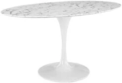 Modway Lippa 60" Oval-Shaped Mid-Century Modern Dining Table With Artificial Marble Top And White Base -Amazon Store 213WWmwAPZL. AC