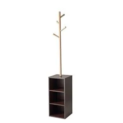 Adesso Hutch Storage Coat Rack, Walnut