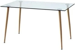 SSLine Modern 63" Dining Table For 4-6 Clear Tempered Glass Kitchen Table With U-Shape Silver Metal Base Mid-Century Rectangle Dinner Table For Dining Room Apartment Dorm Small Space -Amazon Store 215jC5xiogL. AC