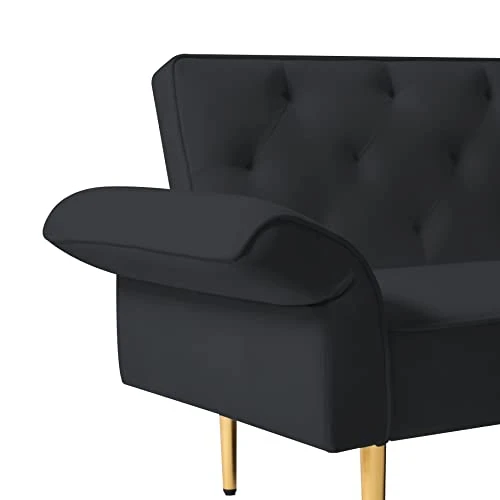 Lepfun Velvet Futon Sofa Bed, Memory Foam Couch Set, Upholstered Modern Daybed Convertible Folding Loveseat Recliner With Pillows And Wooden Frame For Compact Living Room, Apartment,Dorm,Office(Black) 8 Lepfun Velvet Futon Sofa Bed, Memory Foam Couch Set, Upholstered Modern Daybed Convertible Folding Loveseat Recliner With Pillows And Wooden Frame For Compact Living Room, Apartment,Dorm,Office(Black) - Image 6