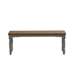 Dining Bench Grey Farmhouse French Country Mission Craftsman Wood Finish