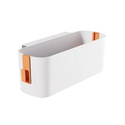 Wall Mounted Storage Box With Hook Mobile Phone Holder Mobile Phone Charging Station Remote Control Storage Box Self Adhesive Double Sided Tape Fixed Position Over The Sink Dish (Orange, One Size)