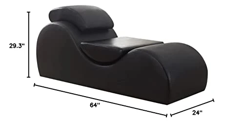 US Pride Furniture Yoga Modern Faux Leather Curved Lounge Chaise For Stretching & Relaxation, Ideal For Bedroom, Living, Meditation Room Or Office, Regular, Black 5 US Pride Furniture Yoga Modern Faux Leather Curved Lounge Chaise For Stretching & Relaxation, Ideal For Bedroom, Living, Meditation Room Or Office, Regular, Black - Image 3