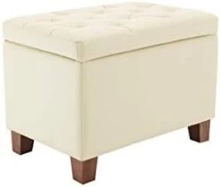 Wovenbyrd Classic 24-Inch Wide Rectangular Tufted Storage Ottoman Footstool With Hinged Lid, Cream Fabric -Amazon Store 21FjNYzRVL. AC