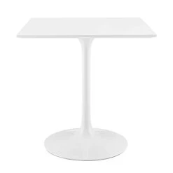 Modway Lippa 28" Mid-Century Modern Dining Table With Square Top And Pedestal Base In White
