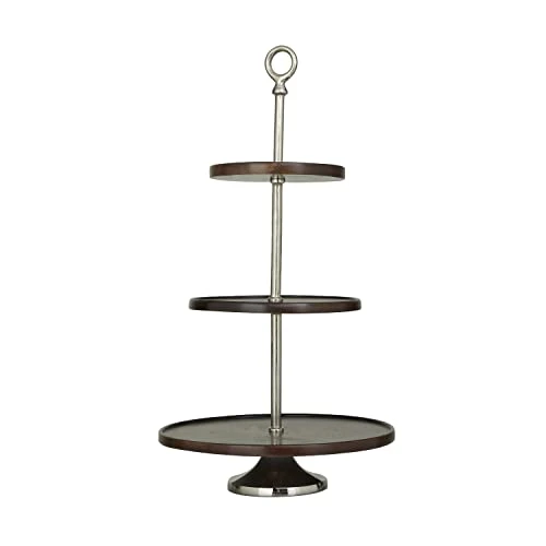 Deco 79 Modern Mango Wood Tiered Server, 14" X 14" X 25", Dark Brown 3 Deco 79 Modern Mango Wood Tiered Server, 14" X 14" X 25", Dark Brown