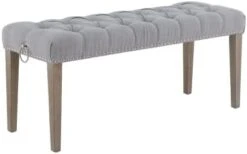 HEAH-YO Modern Velvet Bench Upholstered Ottoman Dining Bench With Pull Rings Nailhead Trim Tufted Footstool For Entryway Bedroom Kitchen Dining Table, Grey -Amazon Store 21H6YoVWDjL. AC
