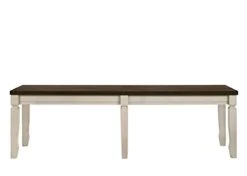 Knocbel Farmhouse Dining Bench, 400lbs Weight Capacity, 58" L X 16" D X 18" H (Weathered Oak And Cream)