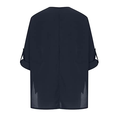 Chiffon Blouses For Women,3/4 Sleeve Fashion V Neck Loose Pullover Top Solid Color Business Elegant Shirts 8 Chiffon Blouses For Women,3/4 Sleeve Fashion V Neck Loose Pullover Top Solid Color Business Elegant Shirts - Image 6