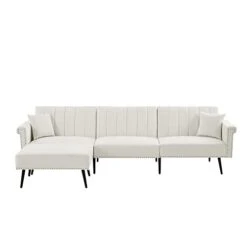 GENERIC L-Shape Sectional Sofa With Ottoman Couch Folding Futon Bed Multiple Adjustable Positions And Nailhead Trim White Cabin Lodge Mid-Century Modern Solid Velvet Handmade 8 GENERIC L-Shape Sectional Sofa With Ottoman Couch Folding Futon Bed Multiple Adjustable Positions And Nailhead Trim White Cabin Lodge Mid-Century Modern Solid Velvet Handmade -Amazon Store 21Jfz0XuVqL