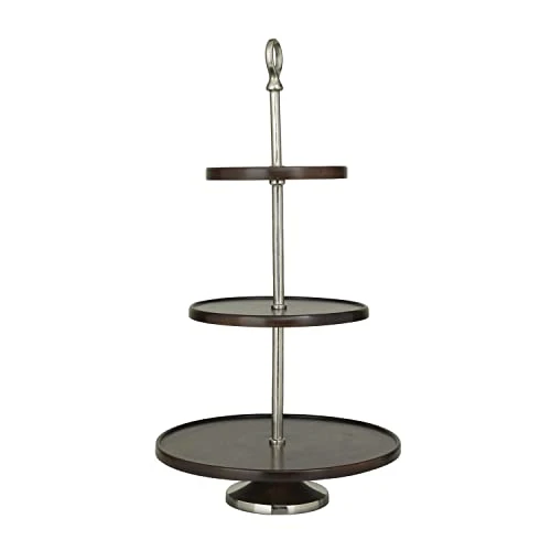 Deco 79 Modern Mango Wood Tiered Server, 14" X 14" X 25", Dark Brown 8 Deco 79 Modern Mango Wood Tiered Server, 14" X 14" X 25", Dark Brown - Image 6