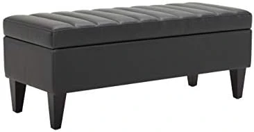 Amazon Brand – Rivet Channel-Tufted Velvet Storage Ottoman With Soft-Close Hinge, 45.3"W, Black 7 Amazon Brand – Rivet Channel-Tufted Velvet Storage Ottoman With Soft-Close Hinge, 45.3"W, Black - Image 5