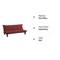 DHP Lodge Convertible Futon Couch Bed With Microfiber Upholstery And Wood Legs, Red -Amazon Store 21TlwI97Y1L