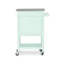 Riverbay Furniture Stainless Steel Top Pine Wood Rolling Storage Microwave Table Kitchen Island Cart On Wheels With One Drawer And One Shelf In Light Green 11 Riverbay Furniture Stainless Steel Top Pine Wood Rolling Storage Microwave Table Kitchen Island Cart On Wheels With One Drawer And One Shelf In Light Green -Amazon Store 21UO5ggpOmS