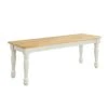 EDREES COOLHOME Autumn Lane Farmhouse Solid Wood Dining Bench, White And Natural Finish