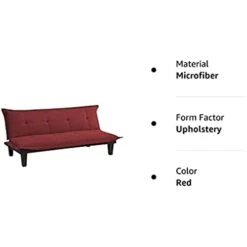 MHYFC Convertible Futon Couch Bed With Microfiber Upholstery And Wood Legs, Red -Amazon Store 21Z23kjPlJL 1