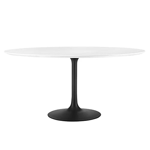 Modway Lippa 60" Round Wood Dining Table, White Top, Black Base 3 Modway Lippa 60" Round Wood Dining Table, White Top, Black Base