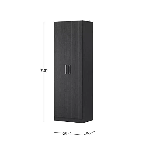 Revada 71" H Freestanding Wood Kitchen Pantry Storage Cabinet With 2 Pull Open Doors & 4 Shelves Color: Black Oak Material: Particle Board, Manufactured Wood Overall Dimensions:71 H X 23.5 W X 16.25 D 4 Revada 71" H Freestanding Wood Kitchen Pantry Storage Cabinet With 2 Pull Open Doors & 4 Shelves Color: Black Oak Material: Particle Board, Manufactured Wood Overall Dimensions:71 H X 23.5 W X 16.25 D - Image 2