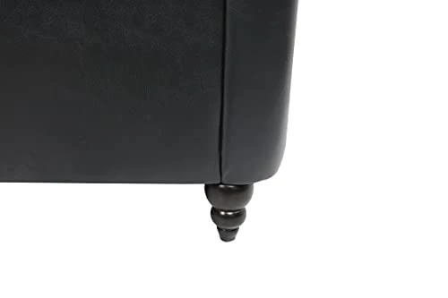 Chesterfield Sofa For Living Room, 3 Seater Sofa Couch Faux Leather Fabric Home Seating Couch Sofa For Home Furniture (Black) 7 Chesterfield Sofa For Living Room, 3 Seater Sofa Couch Faux Leather Fabric Home Seating Couch Sofa For Home Furniture (Black) - Image 5