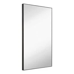 Hamilton Hills 24x36 Inch Black Brushed Metal Framed Vanity Mirrors For Wall | Rectangular Square Corner Glass Panel Wall Mirror | Deep Set Design Bathroom Vanity Mirror Hangs Horizontal Or Vertical