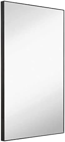 Hamilton Hills 24x36 Inch Black Brushed Metal Framed Vanity Mirrors For Wall | Rectangular Square Corner Glass Panel Wall Mirror | Deep Set Design Bathroom Vanity Mirror Hangs Horizontal Or Vertical 10 Hamilton Hills 24x36 Inch Black Brushed Metal Framed Vanity Mirrors For Wall | Rectangular Square Corner Glass Panel Wall Mirror | Deep Set Design Bathroom Vanity Mirror Hangs Horizontal Or Vertical - Image 8