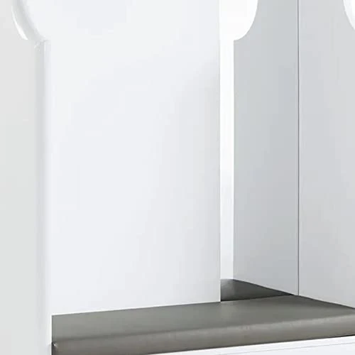 Benjara 76 Inch Coat Hanger, Shoe Storage With Bench, Cabinet, Mirror, White 5 Benjara 76 Inch Coat Hanger, Shoe Storage With Bench, Cabinet, Mirror, White - Image 3