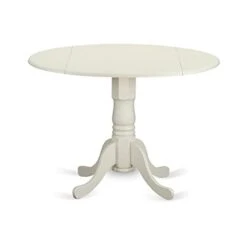 East West Furniture Wood Dining DLT-WHI-TP Modern Kitchen Table Round Tabletop And 42 X 29.5-Linen White Finish