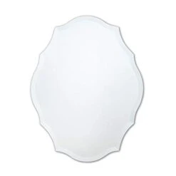 Better Bevel 23.5" X 30.5" Frameless Scalloped Oval Mirror | 1" Beveled Edge | Bathroom Wall Mirror