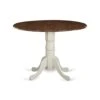 East West Furniture Wooden DMT-WLW-TP Modern Dining Table With Walnut Round Tabletop And 42 X 30-Linen White Finish