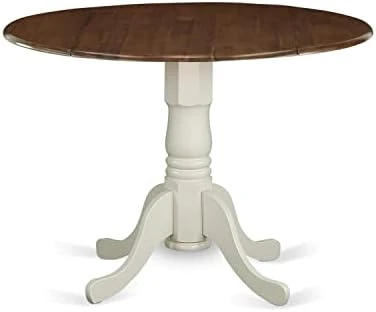 East West Furniture Wooden DMT-WLW-TP Modern Dining Table With Walnut Round Tabletop And 42 X 30-Linen White Finish 10 East West Furniture Wooden DMT-WLW-TP Modern Dining Table With Walnut Round Tabletop And 42 X 30-Linen White Finish - Image 8