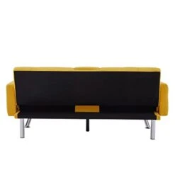 Verfur Button Tufted Convertible Futon Sofa Bed,Modern Linen Fabric Sleeper Couch Daybed With 2 Cup Holders And Square Armrests For For Compact Living Space Apartment Dorm Office, 75.59", Yellow -Amazon Store 21jT8qCOUGL