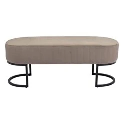 Park Bench Beige Solid Modern Contemporary Foam Steel Powder Coated