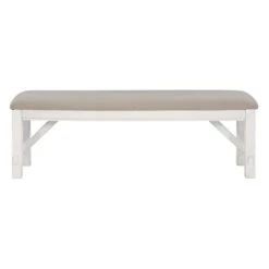 Powell Upholstered Seat Turino Backless Dining Bench, Smokey White And Light Beige -Amazon Store 21nZlpM6TnL