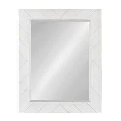 DesignOvation Rost Pieced Wood Framed Wall Accent Mirror, 23.5x29.5, White