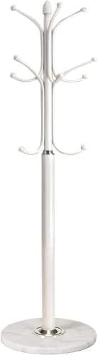 HOMEFORT Metal Coat Rack Stand,Free Standing Hat Hanger With Marble Base,Hall Tree With 12 Hooks For Hanging Hat,Clothes,Bag,Entryway Storage Organizer,White 4 HOMEFORT Metal Coat Rack Stand,Free Standing Hat Hanger With Marble Base,Hall Tree With 12 Hooks For Hanging Hat,Clothes,Bag,Entryway Storage Organizer,White - Image 2