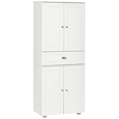 HOMCOM 72" Freestanding Kitchen Pantry Cabinet With 2 Large Double Door Cabinets And 1 Center Drawer, White 3 HOMCOM 72" Freestanding Kitchen Pantry Cabinet With 2 Large Double Door Cabinets And 1 Center Drawer, White
