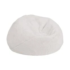 Flash Furniture Dillon Small White Furry Bean Bag Chair For Kids And Teens