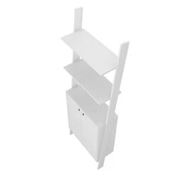 Manhattan Comfort Cooper Mid Century Modern Ladder Display Cabinet With 2 Floating Shelves, White -Amazon Store 21qgi2j5HJL