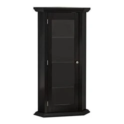 Pilaster Designs Didan 3-Shelf Contemporary Wood Curio Storage Cabinet In Black