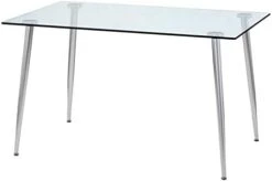 SSLine Modern 63" Dining Table For 4-6 Clear Tempered Glass Kitchen Table With U-Shape Silver Metal Base Mid-Century Rectangle Dinner Table For Dining Room Apartment Dorm Small Space -Amazon Store 21sUYkwl2QL. AC