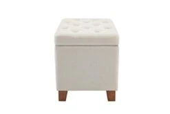 Wovenbyrd Classic 24-Inch Wide Rectangular Tufted Storage Ottoman Footstool With Hinged Lid, Cream Fabric -Amazon Store 21tFjbM2avL