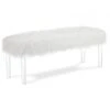 49 Inch Fur Bench With Acrylic Clear Legs White Solid Modern Contemporary Fabric Natural Finish -Amazon Store 21tPc7tfpbL