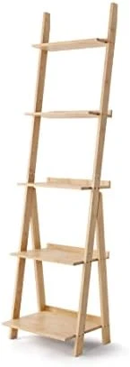 Venloup Ladder Shelf, 5-Tier Bookshelf, Free Standing Organizer Storage Shelves, Storage Rack Shelf For Office, Bathroom, Living Room, Nature 9 Venloup Ladder Shelf, 5-Tier Bookshelf, Free Standing Organizer Storage Shelves, Storage Rack Shelf For Office, Bathroom, Living Room, Nature - Image 7