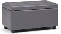 SIMPLIHOME Cosmopolitan 34 Inch Wide Rectangle Lift Top Storage Ottoman In Upholstered Stone Grey Tufted Faux Leather, Footrest Stool, Coffee Table For The Living Room, Bedroom And Kids Room -Amazon Store 21uQwFazCzL. AC