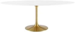 Modway Lippa 60" Oval-Shaped Mid-Century Modern Dining Table With Artificial Marble Top And White Base -Amazon Store 21uV cgUFEL. AC