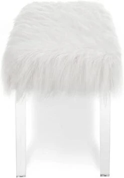 New Classic Furniture Marilyn Upholstered Glam Faux Fur Bench, 48.75-inch, White -Amazon Store 21ucKVZmfYL