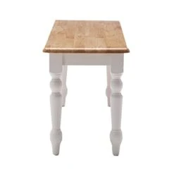 Grained Rectangular Wooden Bench With Turned Legs Natural Brown And White Solid Modern Contemporary Wood Finish -Amazon Store 21vWwtwyVSL